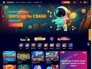 CosmicSlot Casino website screenshot
