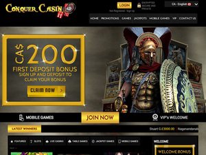 Conquer Casino website screenshot