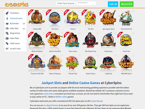 Cyber Spins Casino software screenshot