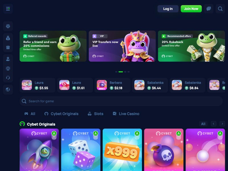 Cybet Casino website screenshot