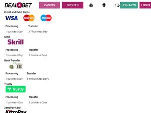 Dealbet cashier screenshot