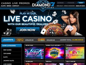 Diamond7 Casino website screenshot