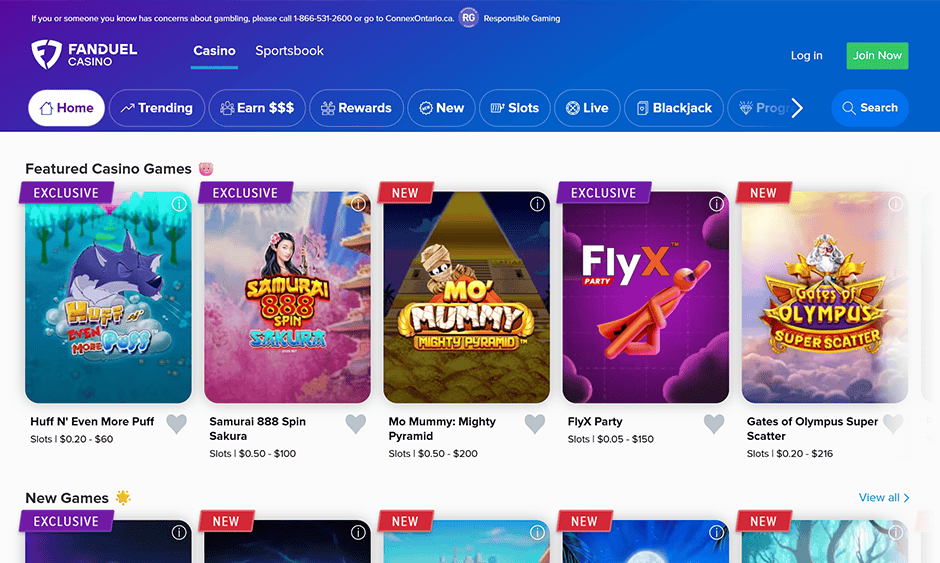 fanduel casino ontario games screenshot