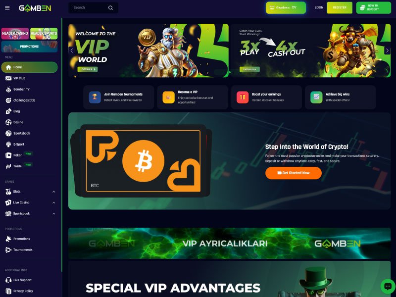 Gamben Casino website screenshot