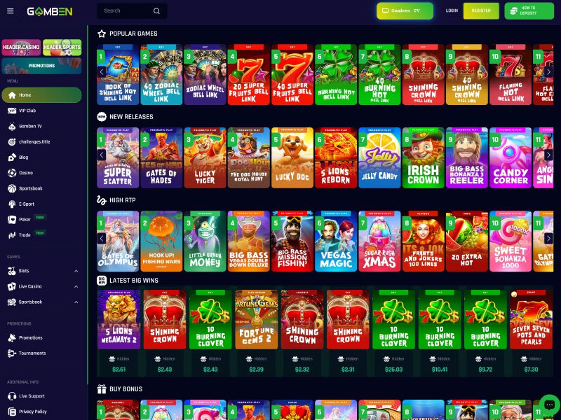 Gamben Casino games screenshot