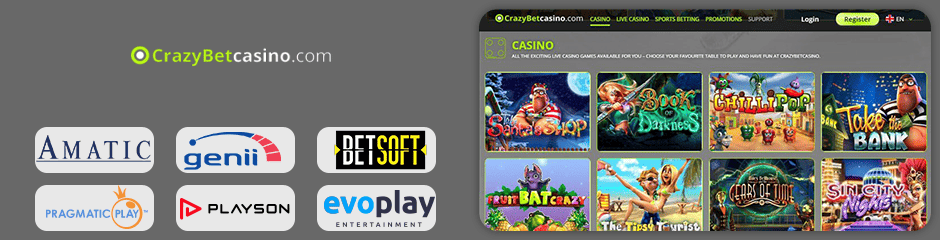 CrazyBet Casino games and software