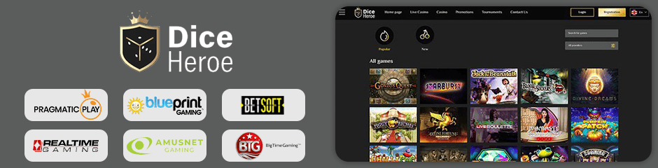 Dice Heroe Casino games and software