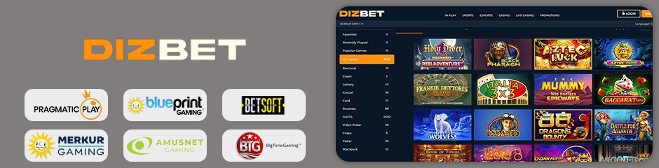 Dizbet Casino games and software