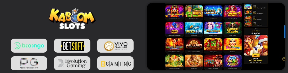 Kaboom Slots Casino games and software