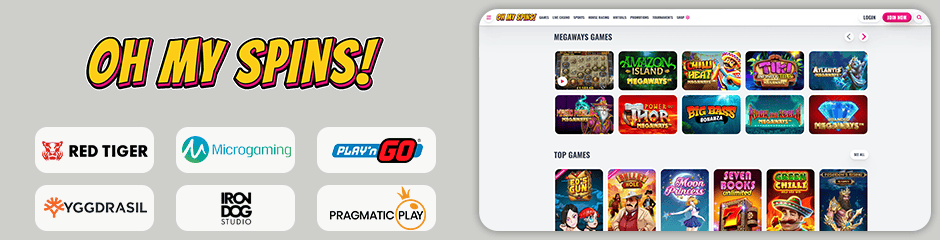 OhMySpins Casino games and software