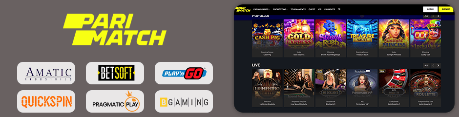 Parimatchwin Casino games and software