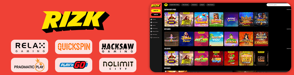 Rizk Casino games and software
