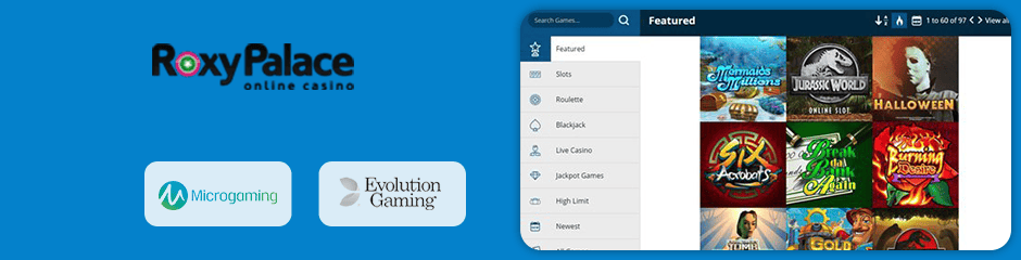 Roxy Palace Casino games and software