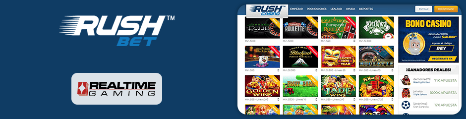 Rushbet Casino games and software