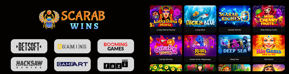 Scarabwins Casino games and software
