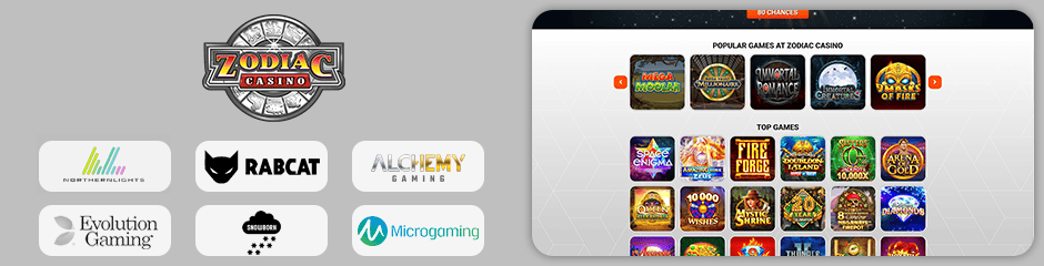 Zodiac Casino games and software