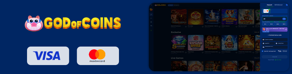 payment options for depositing and withdrawing god of coins casino