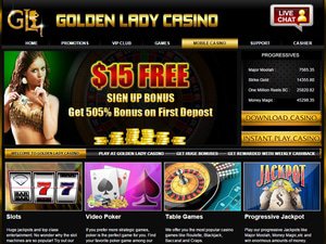 GoldenLady Casino website screenshot