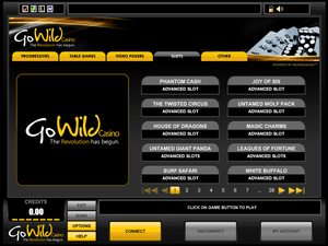 Go Wild Casino software screenshot