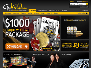 Go Wild Casino website screenshot