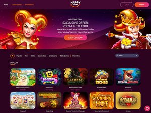 Happy Spins Casino website screenshot