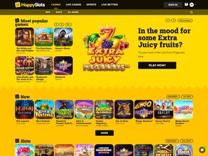 HappySlots Casino website screenshot