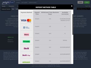 HighBet cashier screenshot