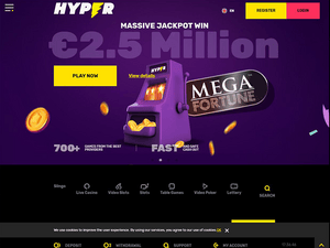 Hyper Casino website screenshot