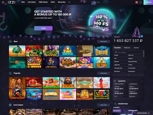 Izzi Casino website screenshot