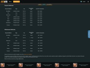 Jack Win Casino cashier screenshot