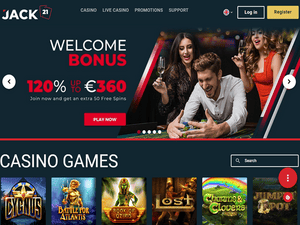 Jack21 Casino website screenshot