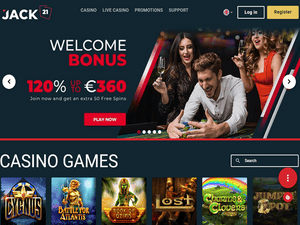 Jack21 Casino website screenshot