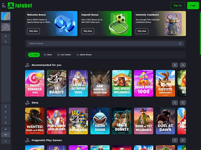 Jajabet Casino website screenshot