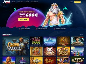 Jupi Casino website screenshot