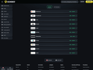 Kinbet Casino cashier screenshot