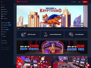 Kryptosino Casino website screenshot