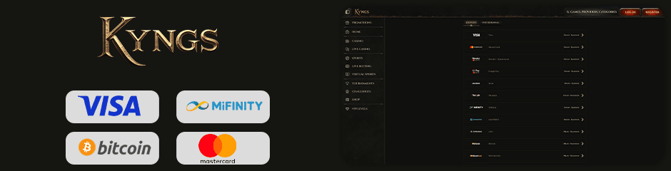 payment options for depositing and withdrawing kyngs casino