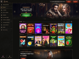 Kyngs Casino website screenshot
