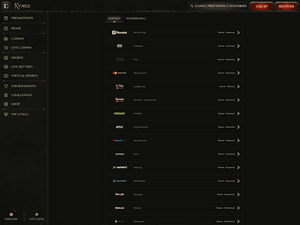 Kyngs Casino cashier screenshot
