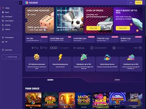 LalaBet Casino website screenshot