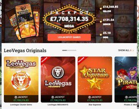 LeoVegas Casino website screenshot