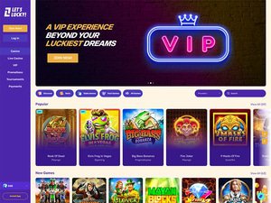 Let's Lucky Casino website screenshot