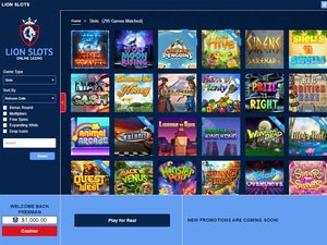 Lion Slots Casino software screenshot