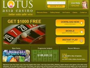 Lotus Asia Casino website screenshot