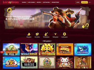 Luck Of Spins Casino website screenshot