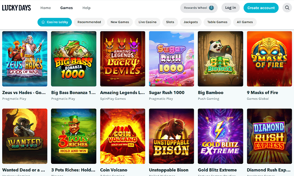 lucky days casino ontario games screenshot
