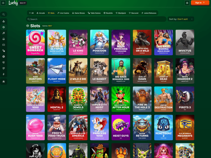 Lucky Casino games screenshot