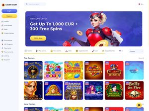 LuckyStart Casino website screenshot
