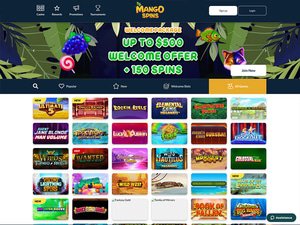Mango Spins Casino website screenshot