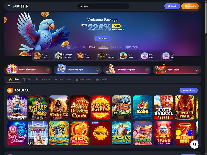 Martin Casino website screenshot